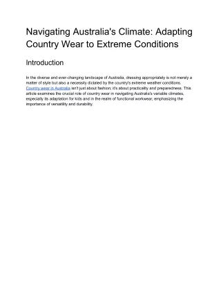 Adapting Country Wear to Extreme Conditions