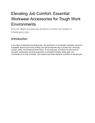 Elevating Job Comfort_ Essential Workwear Accessories for Tough Work Environments