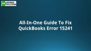 Easy Ways TO QuickBooks Error 15241