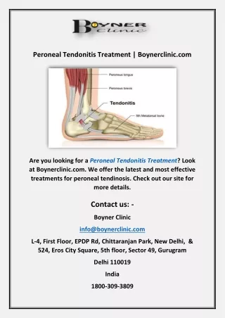 Peroneal Tendonitis Treatment | Boynerclinic.com