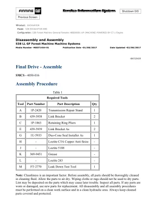 Caterpillar Cat 538 EXCAVATOR (Prefix HBS) Service Repair Manual (HBS00001 and up)