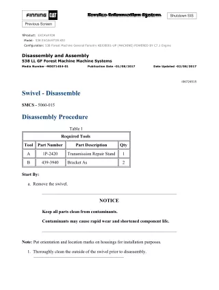 Caterpillar Cat 538 EXCAVATOR (Prefix KBJ) Service Repair Manual (KBJ00001 and up)