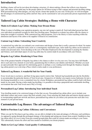 Tailored Log Cabin Plans: Creating a Property that Speaks in your Soul