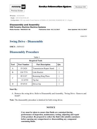 Caterpillar Cat 558 EXCAVATOR (Prefix LRT) Service Repair Manual (LRT00001 and up)