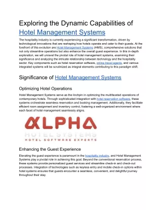 Exploring the Dynamic Capabilities of Hotel Management Systems