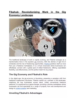 Fibahub-Revolutionizing Work in the Gig Economy Landscape