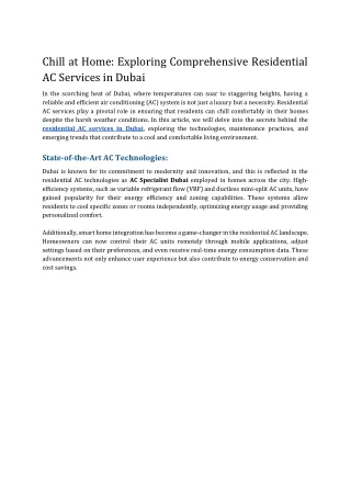 Chill at Home_ Unveiling the Secrets of Residential AC Services in Dubai