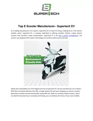 Top E Scooter Manufacturer - Supertech EV