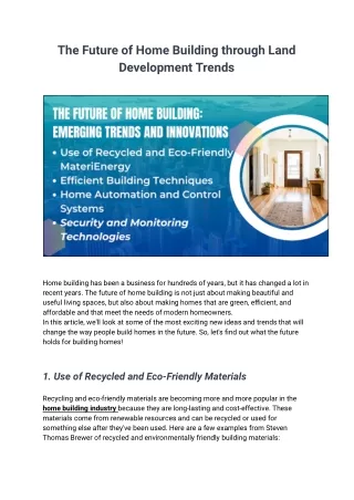 Unveiling the Future of Home Building with Emerging Land Development Trends