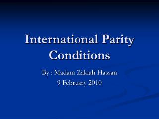 International Parity Conditions