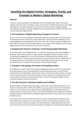 Unveiling the Digital Frontier: Strategies, Trends, and Triumphs in Modern Digit
