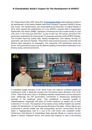 N Chandrababu Naidu’s Impact On The Development of APSRTC (2)