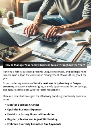 How to Manage Your Family Business Taxes Throughout the Year?