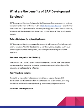 What are the benefits of SAP Development Services_