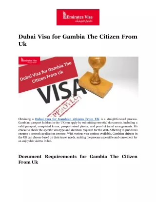 Dubai Visa for Gambia The Citizen From Uk