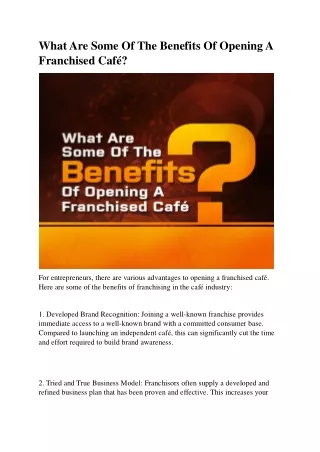 What are some of the benefits of opening a franchised café