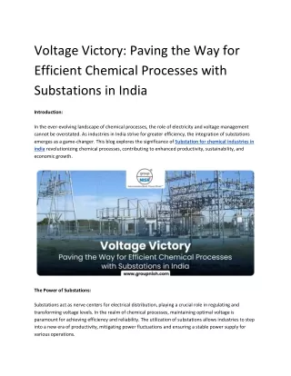 Voltage Victory_ Paving the Way for Efficient Chemical Processes with Substations in India