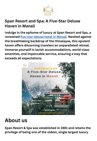 A Five-Star Deluxe Haven in Manali