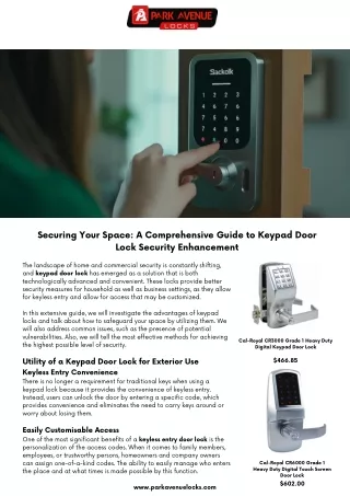Securing Your Space A Comprehensive Guide to Keypad Door Lock Security Enhancement