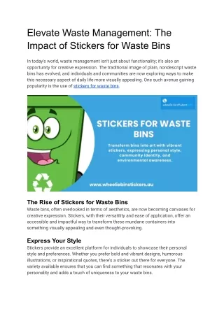 Stickers for Waste Bins