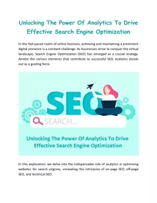 Unlocking The Power Of Analytics To Drive Effective Search Engine Optimization