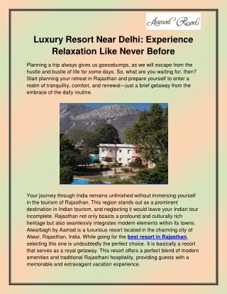 Best resort in Rajasthan