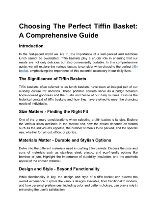 Choosing The Perfect Tiffin Basket: A Comprehensive Guide