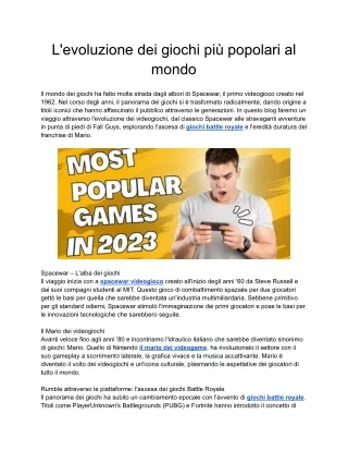 L'evoluzione dei giochi più popolari al mondo