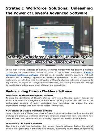 Strategic Workforce Solutions_ Unleashing the Power of Eleveo's Advanced Software