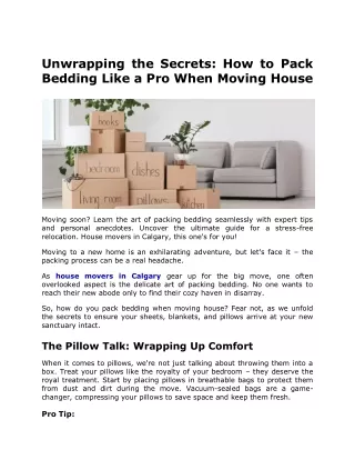 Unwrapping the Secrets How to Pack Bedding Like a Pro When Moving House