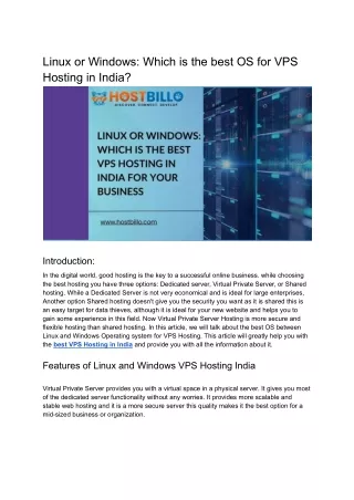 Linux or Windows: Which is the best OS for VPS Hosting in India