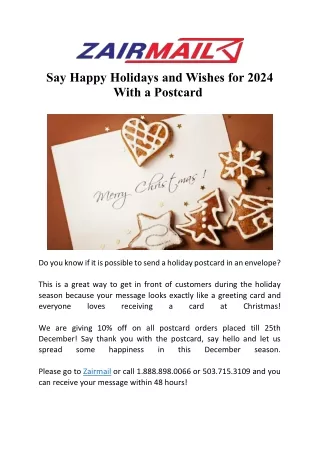 Say Happy Holidays and Wishes for 2024 With a Postcard