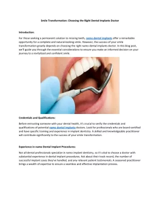 Smile Transformation Choosing the Right Dental Implants Doctor