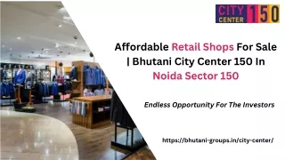 Affordable Retail Shops For Sale | Bhutani City Center 150 In Noida Sector 150