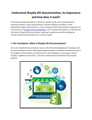 Understand Shopify API documentation, its importance and how does it work?