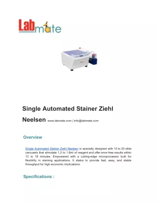 Single Automated Stainer Ziehl Neelsen