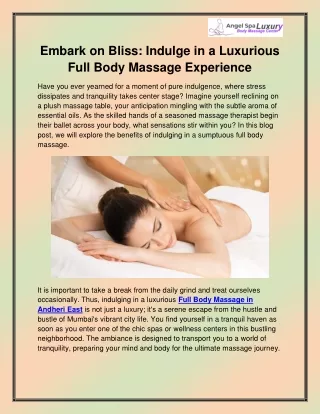 Full Body Massage in Andheri East