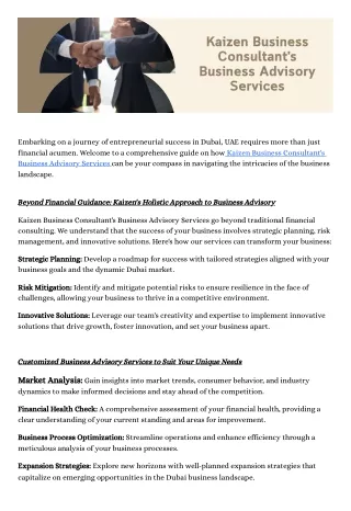 Navigating Success: Business Advisory Services in Dubai, UAE