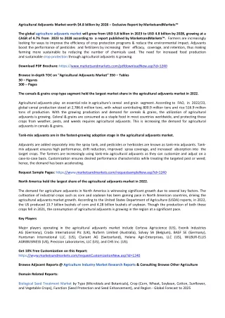 Agricultural Adjuvants Market Industry Analysis | Types, Advantages, and Forecast