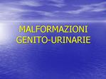 MALFORMAZIONI GENITO-URINARIE