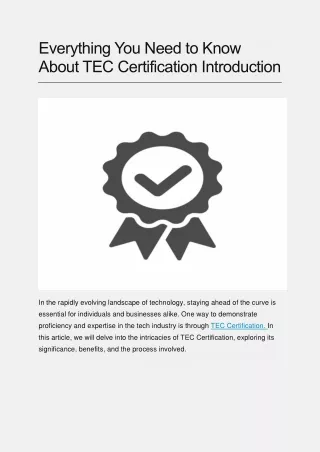 Boost Your Business with TEC Certification | Registrationwala