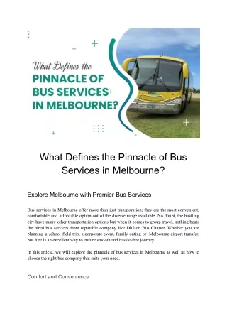 What Signifies the Top Tier Bus Services In Melbourne?