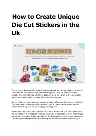 How to Create Unique Die Cut Stickers in the UK