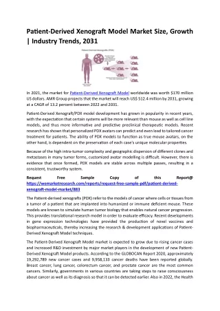 Patient-Derived Xenograft Model