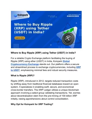 Where to Buy Ripple (XRP) using Tether (USDT) in India