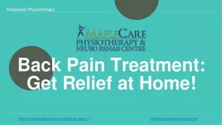 Physiotherapy for Back Pain - Maplecare Physiotherapy