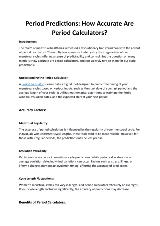 Period Predictions: How Accurate Are Period Calculators?