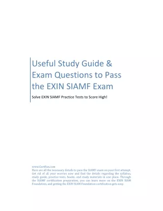 Useful Study Guide & Exam Questions to Pass the EXIN SIAMF Exam