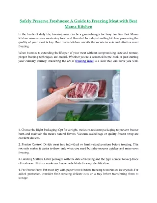 Safely Preserve Freshness A Guide to Freezing Meat with Best Mama Kitchen