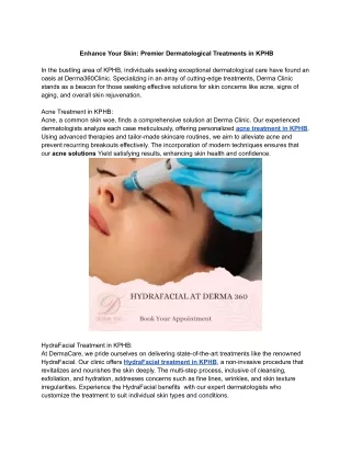 Enhance Your Skin: Premier Dermatological Treatments in KPHB